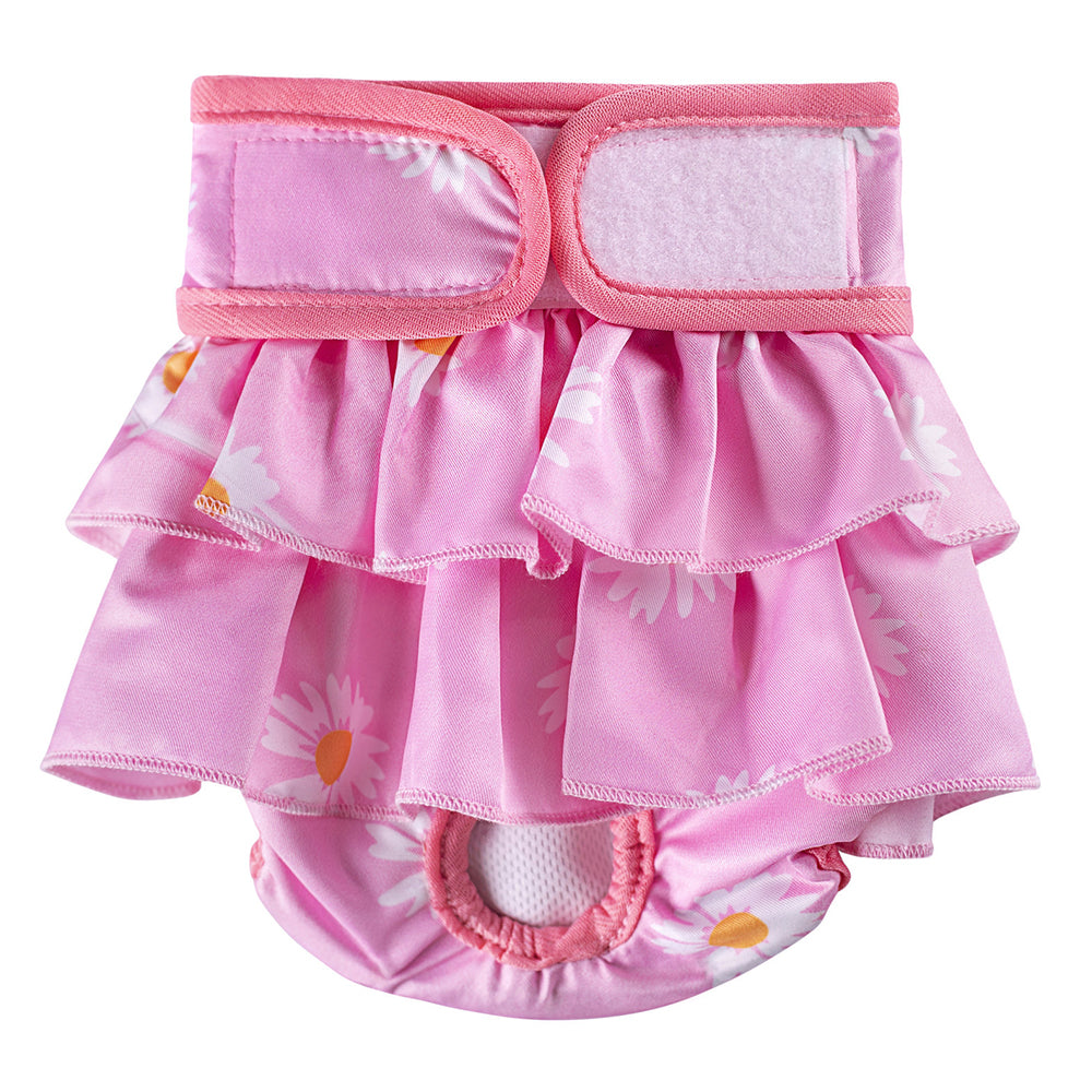 2pcs Washable Reusable Dog Diapers Female Adjustable Sanitary Nappy Pants Underpants for Heat Period Incontinence -Pink