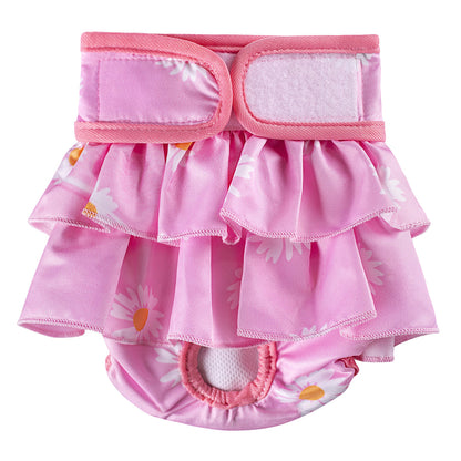 2pcs Washable Reusable Dog Diapers Female Adjustable Sanitary Nappy Pants Underpants for Heat Period Incontinence -Pink