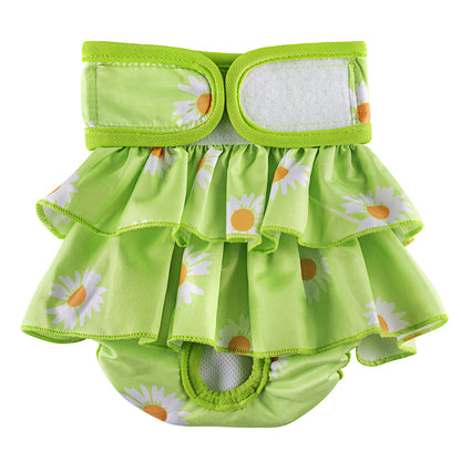 2pcs Washable Reusable Dog Diapers Female Adjustable Sanitary Nappy Pants Underpants for Heat Period Incontinence -Green