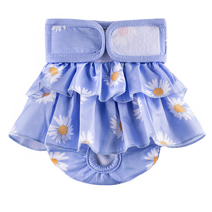 2pcs Washable Reusable Dog Diapers Female Adjustable Sanitary Nappy Pants Underpants for Heat Period Incontinence -Blue