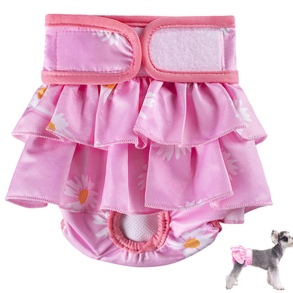 Washable Reusable Dog Diapers Female Adjustable Sanitary Nappy Pants Underpants for Heat Period Incontinence -Pink