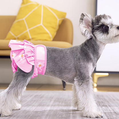 2pcs Washable Reusable Dog Diapers Female Adjustable Sanitary Nappy Pants Underpants for Heat Period Incontinence -Pink