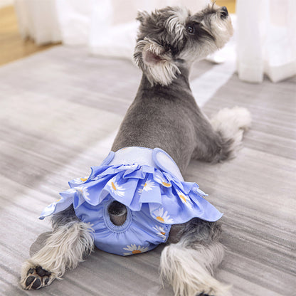 2pcs Washable Reusable Dog Diapers Female Adjustable Sanitary Nappy Pants Underpants for Heat Period Incontinence -Blue