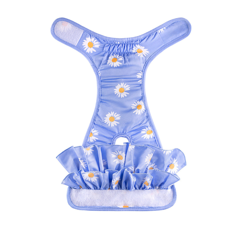 2pcs Washable Reusable Dog Diapers Female Adjustable Sanitary Nappy Pants Underpants for Heat Period Incontinence -Blue