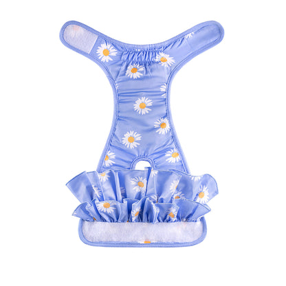 2pcs Washable Reusable Dog Diapers Female Adjustable Sanitary Nappy Pants Underpants for Heat Period Incontinence -Blue