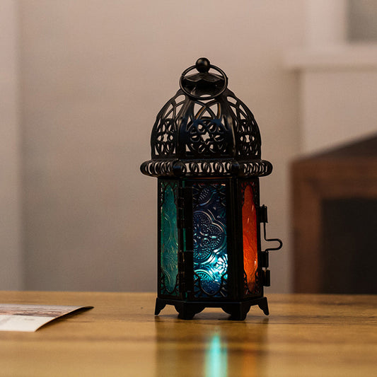 Moroccan Style Vintage Hanging Glass Lantern Candle Holder Home Yard Decor