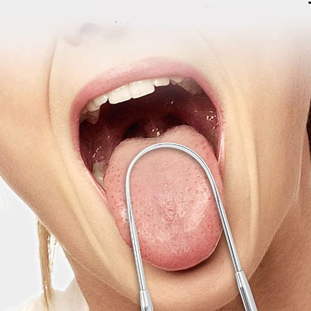 3pcs Stainless Steel Tongue Scraper Cleaner Dental Care Oral Hygiene Mouth Kit
