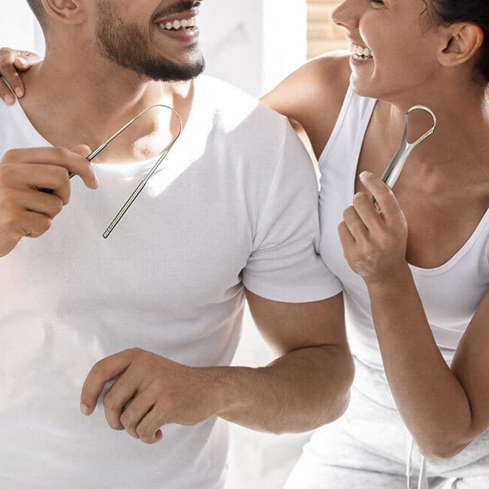 3pcs Stainless Steel Tongue Scraper Cleaner Dental Care Oral Hygiene Mouth Kit