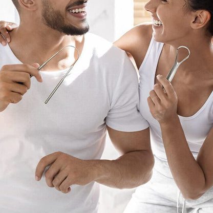 3pcs Stainless Steel Tongue Scraper Cleaner Dental Care Oral Hygiene Mouth Kit