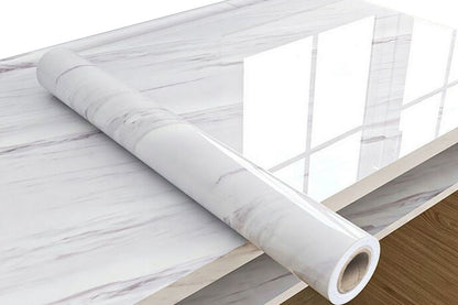Marble paper PVC Stick wall for Bathroom Kitchen Film Stain-Resistant Waterproof 10 M-white