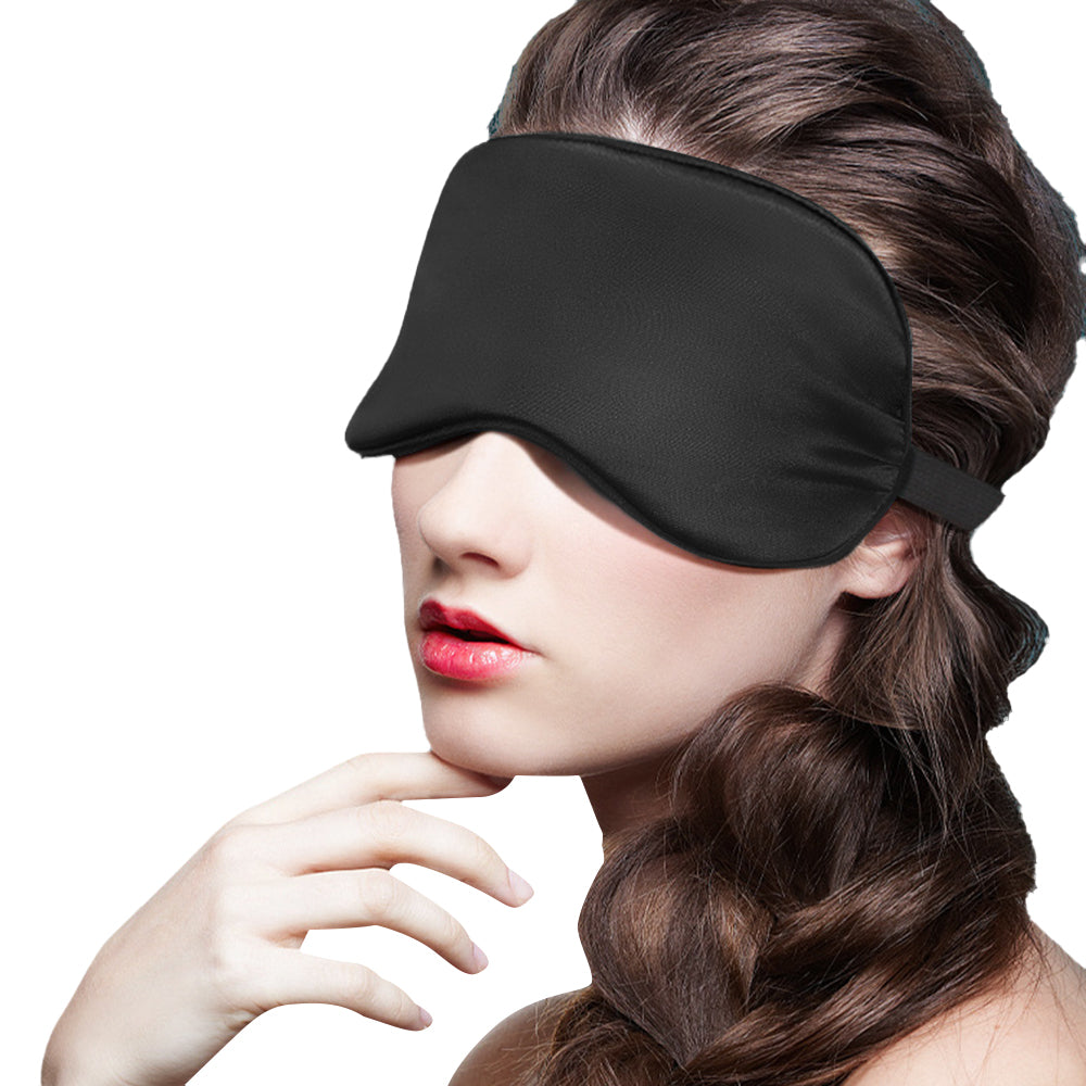 Sleeping Silk Satin Masks For Women/Men Sleep Eye Mask Light Out Travel Eye Mask -Black