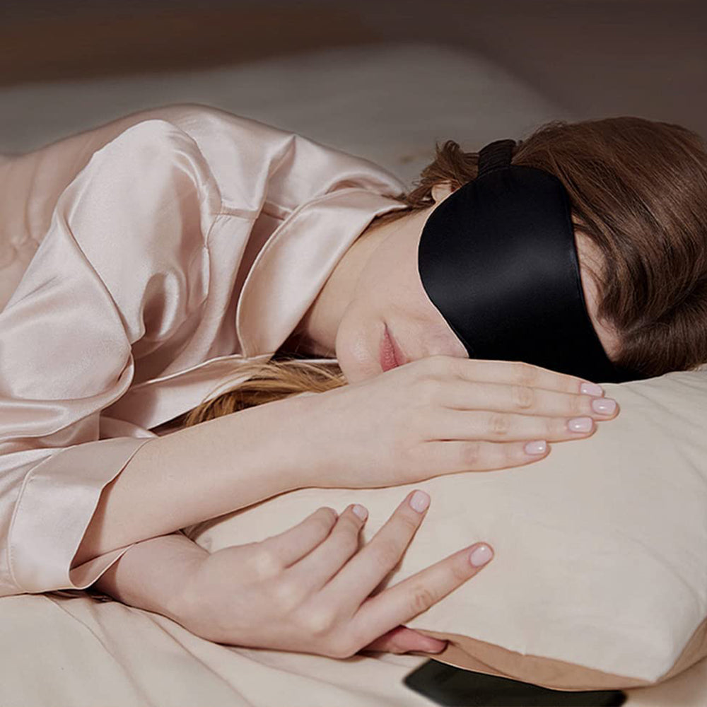2Pcs Sleeping Silk Satin Masks For Women/Men Sleep Eye Mask Light Out Travel Eye Mask -Black