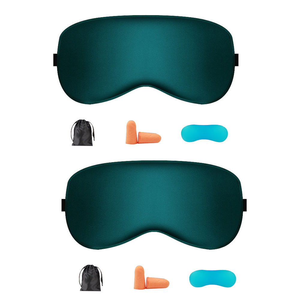 2Pcs Sleeping Silk Satin Masks For Women/Men Sleep Eye Mask Light Out Travel Eye Mask -Green