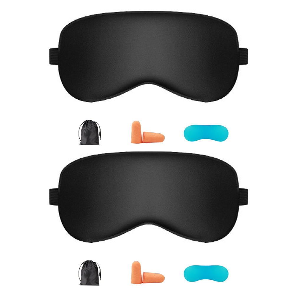 2Pcs Sleeping Silk Satin Masks For Women/Men Sleep Eye Mask Light Out Travel Eye Mask -Black