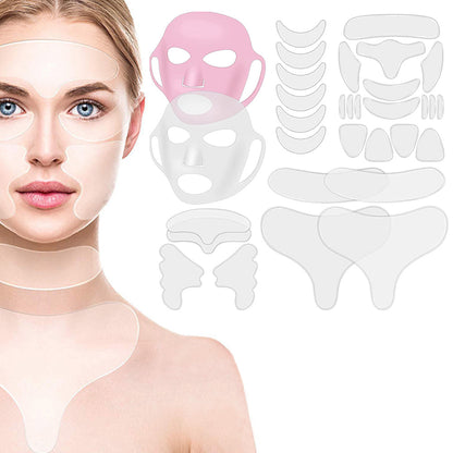 Set of 32Pcs Reusable Silicone Facial Anti-Wrinkle Pads Sleeping Mask Cover for Face Neck Eyes Chest