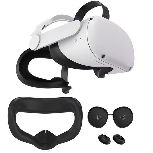 VR Silicone Face Cover Pad And Lens Cover with Joystick Cover for Oculus Quest 2 Black
