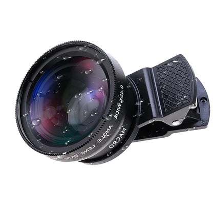 2pcs Cell Phone Camera Lens 2 in1 Portable Wide Angle Macro Cell Phone Camera Lens Kit -Black