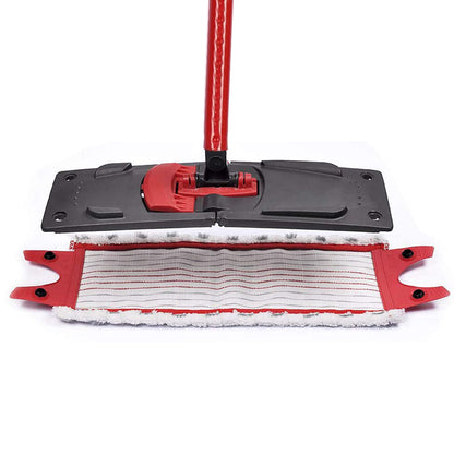 Floor Mop Pads Reusable Microfiber Flat Spin Mop Replacement -Red gray