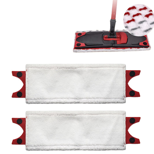 2pcs Floor Mop Pads Reusable Microfiber Flat Spin Mop Replacement -White