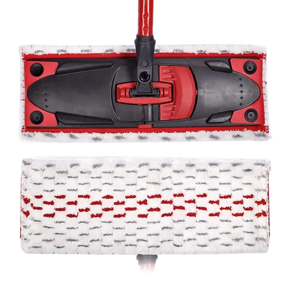 Floor Mop Pads Reusable Microfiber Flat Spin Mop Replacement -Red gray