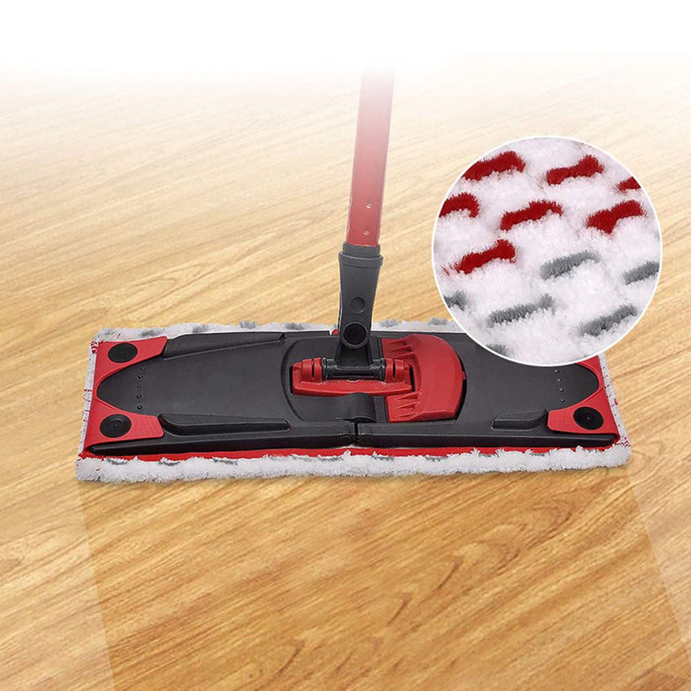 2pcs Floor Mop Pads Reusable Microfiber Flat Spin Mop Replacement -Red gray