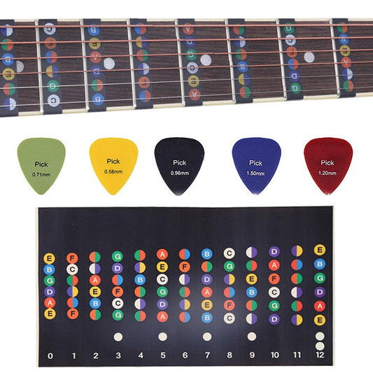 Guitar Fretboard Stickers with 100Pcs Guitar Picks