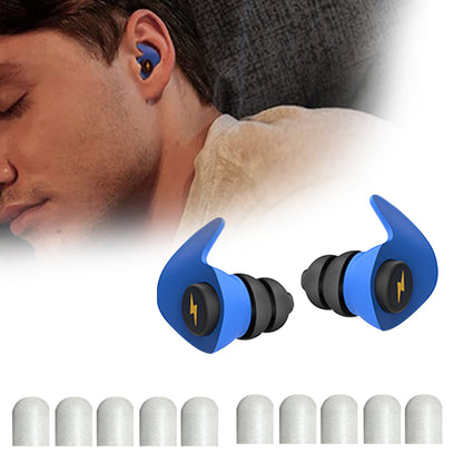Ear Plugs for Sleeping Noise Silicone Earplugs Sound Reduction Reusable Earplugs with 5 Pairs Replacements -Blue