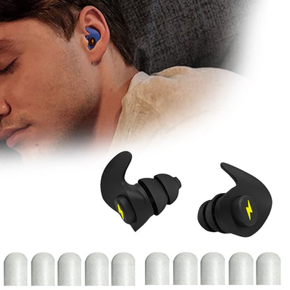 Ear Plugs for Sleeping Noise Silicone Earplugs Sound Reduction Reusable Earplugs with 5 Pairs Replacements -Black