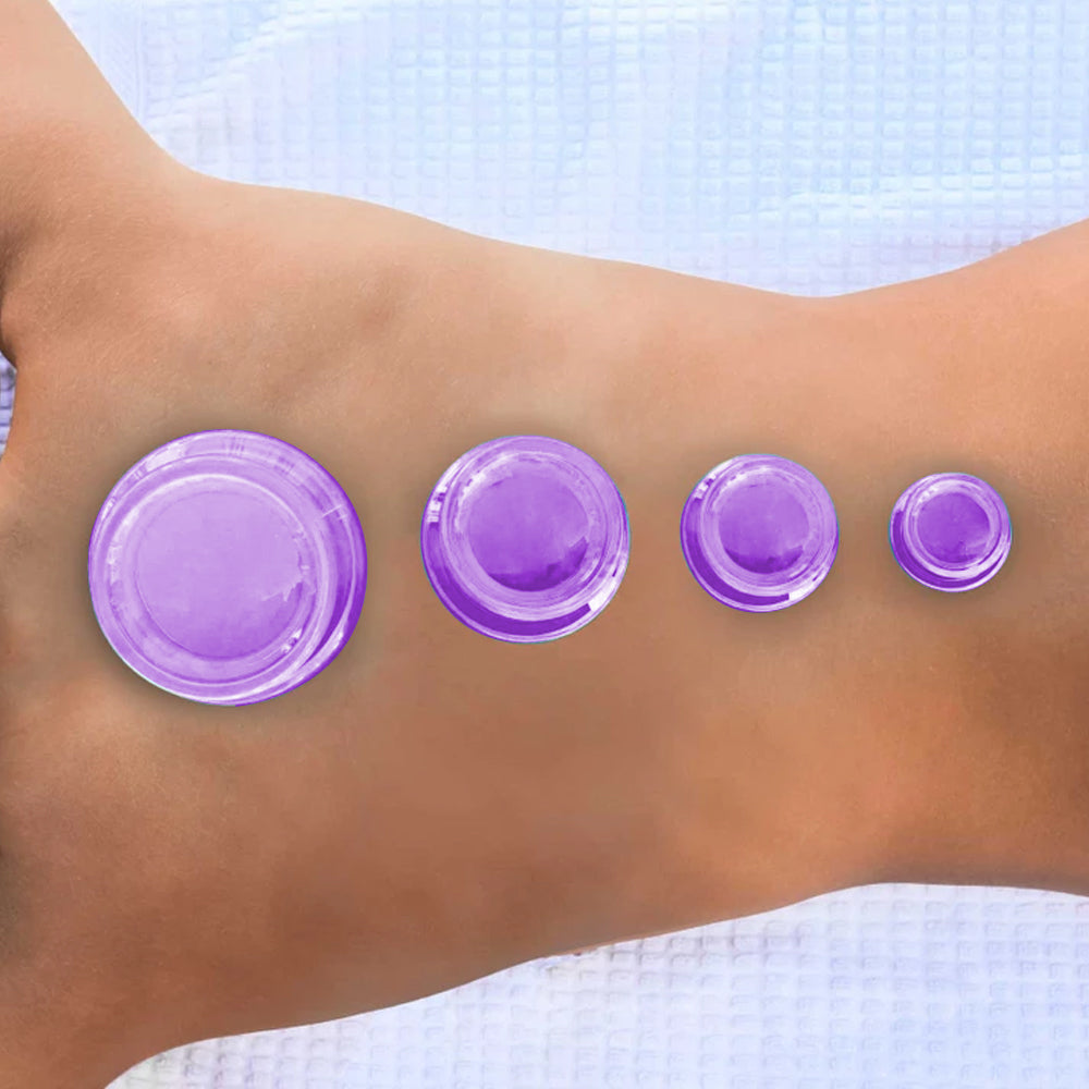 4Pcs Essentials Edge Silicone Cupping Therapy Sets for Facial and Body Massage -Purple