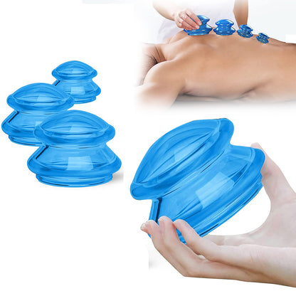 4Pcs Essentials Edge Silicone Cupping Therapy Sets for Facial and Body Massage -Blue