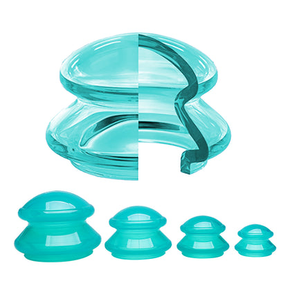 4Pcs Essentials Edge Silicone Cupping Therapy Sets for Facial and Body Massage -Green