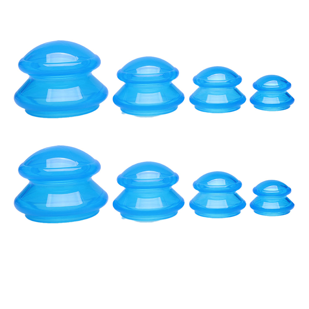 8Pcs Essentials Edge Silicone Cupping Therapy Sets for Facial and Body Massage -Blue