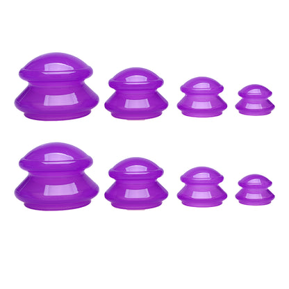 8Pcs Essentials Edge Silicone Cupping Therapy Sets for Facial and Body Massage -Purple