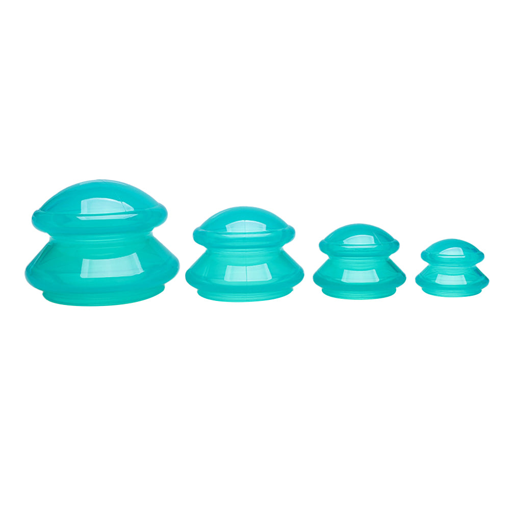 4Pcs Essentials Edge Silicone Cupping Therapy Sets for Facial and Body Massage -Green