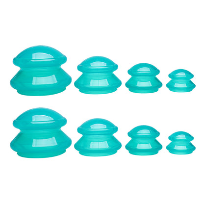 8Pcs Essentials Edge Silicone Cupping Therapy Sets for Facial and Body Massage -Green