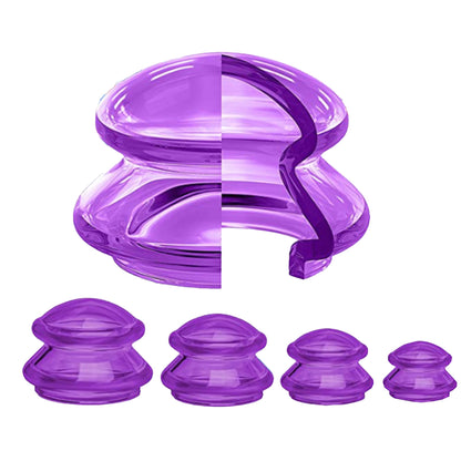 4Pcs Essentials Edge Silicone Cupping Therapy Sets for Facial and Body Massage -Purple