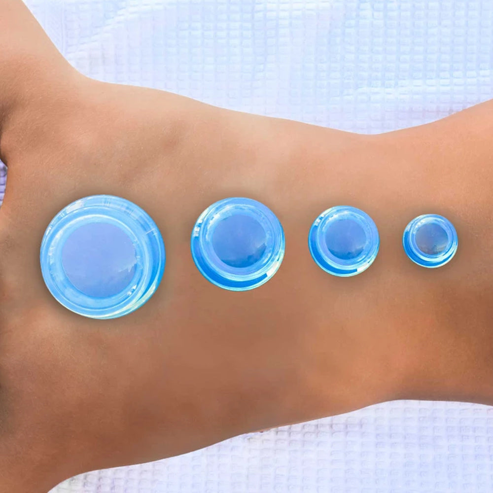 8Pcs Essentials Edge Silicone Cupping Therapy Sets for Facial and Body Massage -Blue