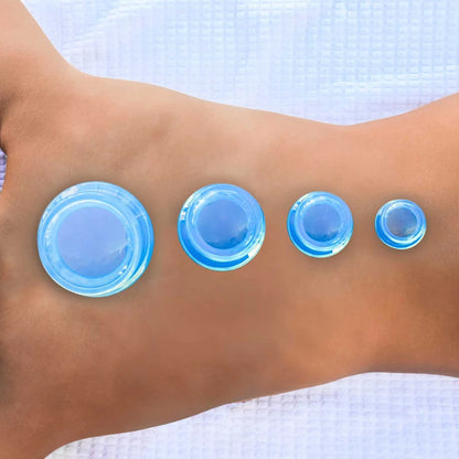 8Pcs Essentials Edge Silicone Cupping Therapy Sets for Facial and Body Massage -Blue