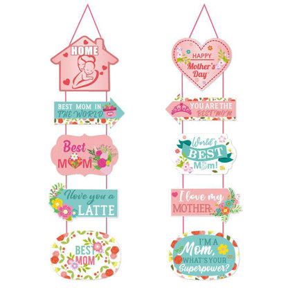 Set of 2Pcs Mothers Day Door Banners Mothers Day Door Hanging Ornament Decoration