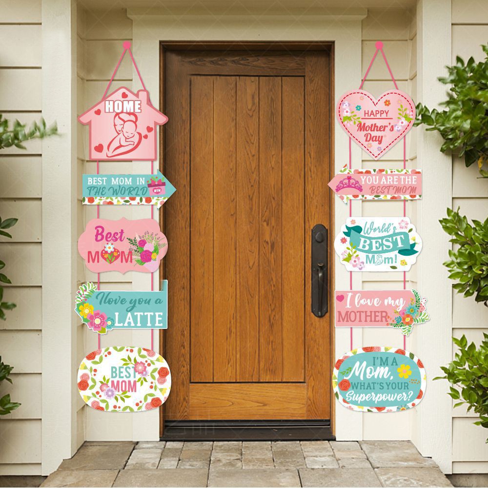 Set of 2Pcs Mothers Day Door Banners Mothers Day Door Hanging Ornament Decoration