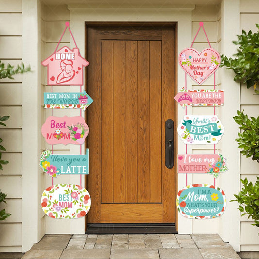 Set of 2Pcs Mothers Day Door Banners Mothers Day Door Hanging Ornament Decoration