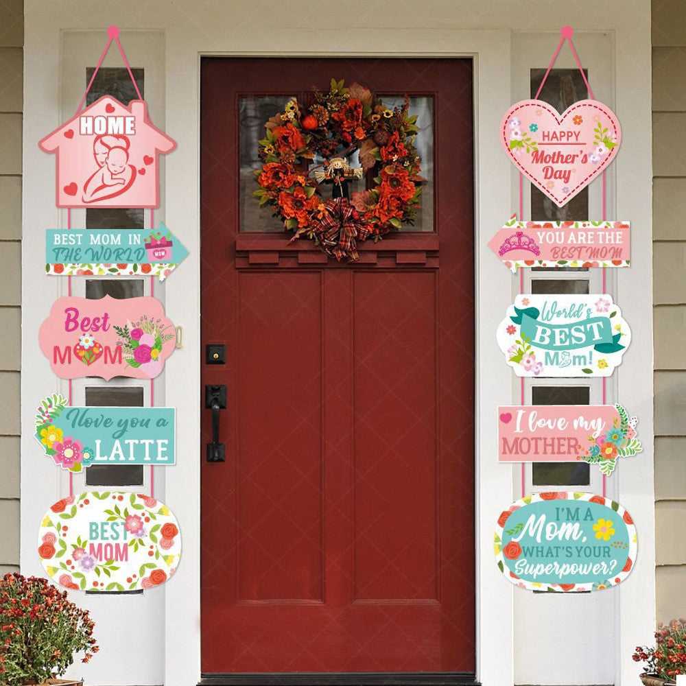 Set of 2Pcs Mothers Day Door Banners Mothers Day Door Hanging Ornament Decoration