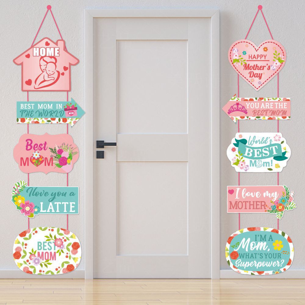 Set of 2Pcs Mothers Day Door Banners Mothers Day Door Hanging Ornament Decoration