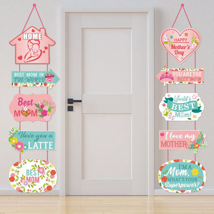 Set of 2Pcs Mothers Day Door Banners Mothers Day Door Hanging Ornament Decoration