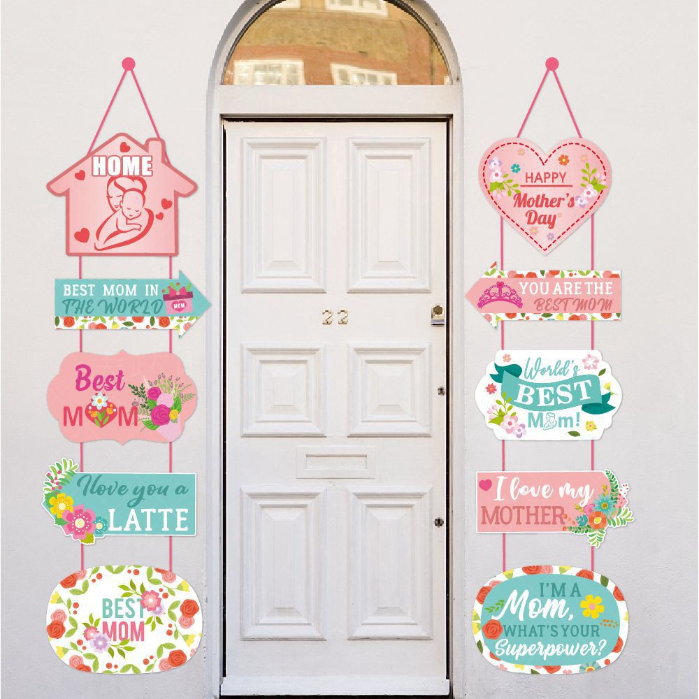 Set of 2Pcs Mothers Day Door Banners Mothers Day Door Hanging Ornament Decoration