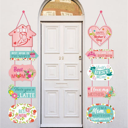 Set of 2Pcs Mothers Day Door Banners Mothers Day Door Hanging Ornament Decoration