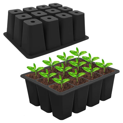 Seed Starting Tray Reusable Silicone Seedling Pots Indoor Gardening Plant Germination Trays -Black