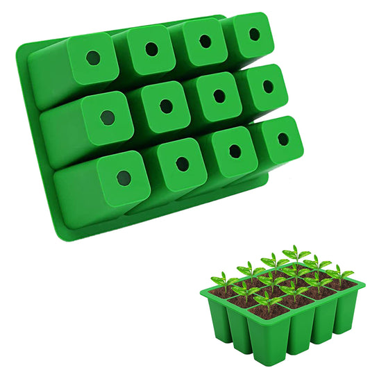 Seed Starting Tray Reusable Silicone Seedling Pots Indoor Gardening Plant Germination Trays -Green