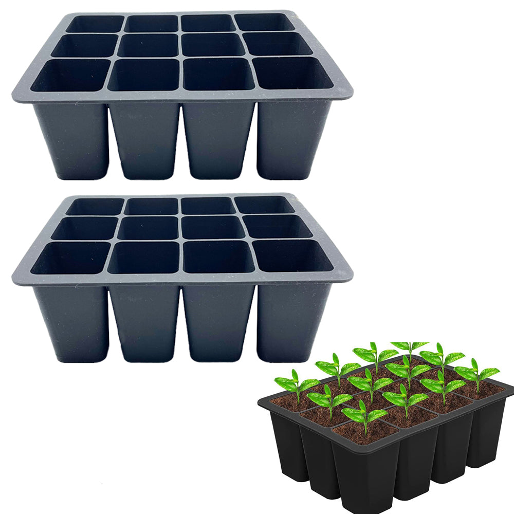 2pcs Seed Starting Tray Reusable Silicone Seedling Pots Indoor Gardening Plant Germination Trays -Black