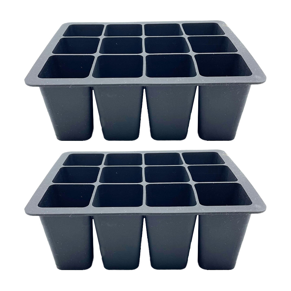 2pcs Seed Starting Tray Reusable Silicone Seedling Pots Indoor Gardening Plant Germination Trays -Black
